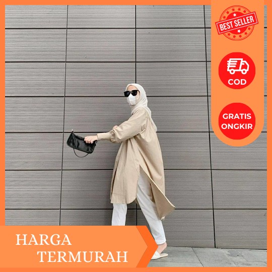 Atasan Wanita Long Tunik Jumbo Polos Baju Tunik Wanita Terbaru 2023 Kekinian Import Khalina Long Tun