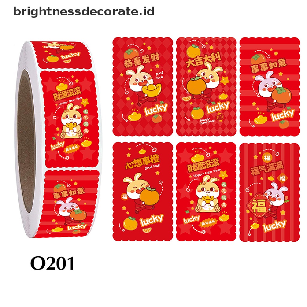 [Birth] 500pcs/roll 3 * 5cm 2023tahun Baru Rabbit Blessed Sticker Paket Kado Stiker [ID]