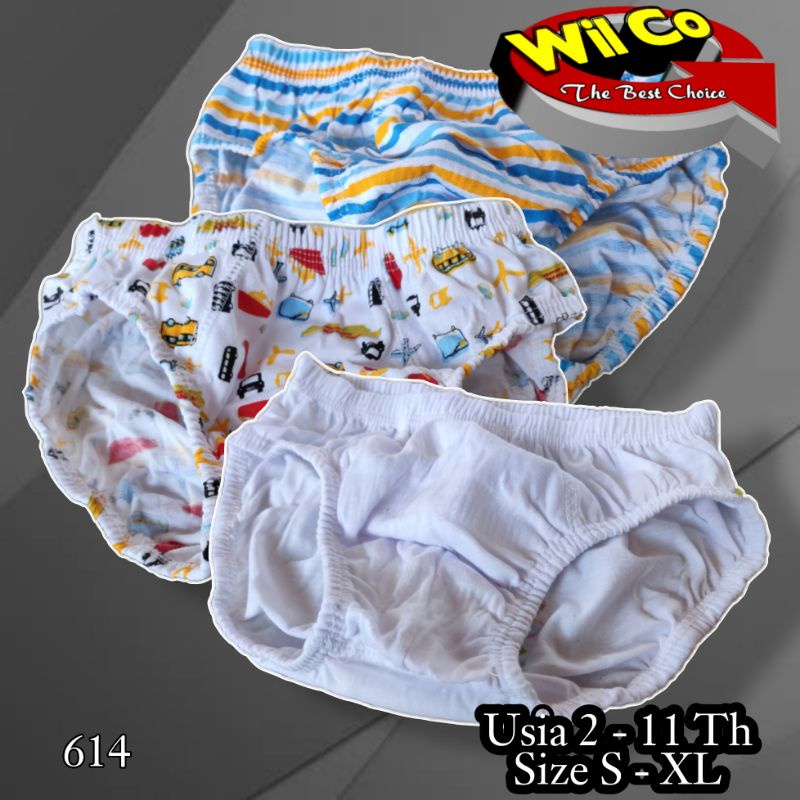 K614T - (Harga Per Box Isi 3Pcs) CELANA DALAM ANAK PAKAIAN DALAM ANAK COWOK AGREE SIZE S - XL