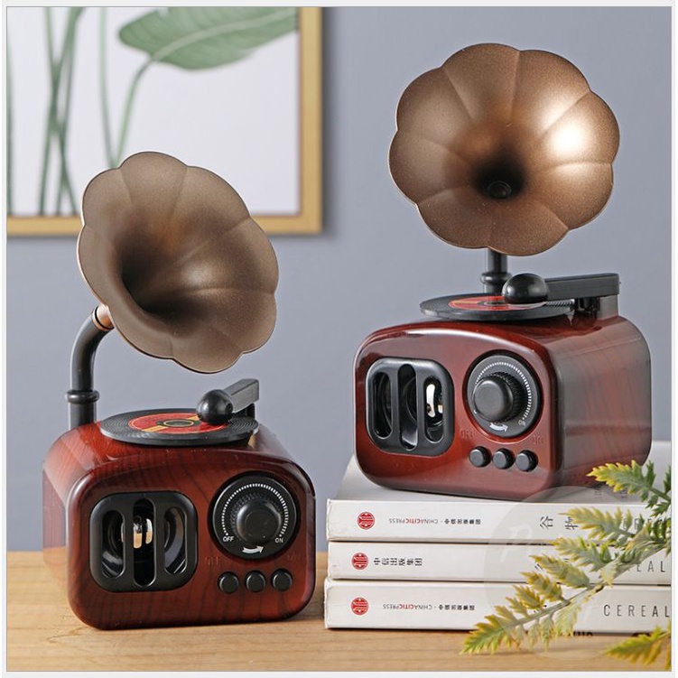 Myzonee44 - Kotak Musik Phonograph Gramophone Radio Retro Kado Unik Antik Nostaia Music Box Ulang