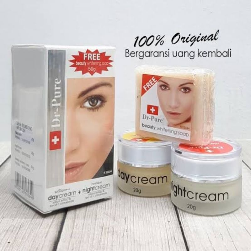 (BPOM) DR Pure Paket Face Whitening / Dr Pure Day Night Cream Paket Lengkap / Dr Pure Serum Wajah As