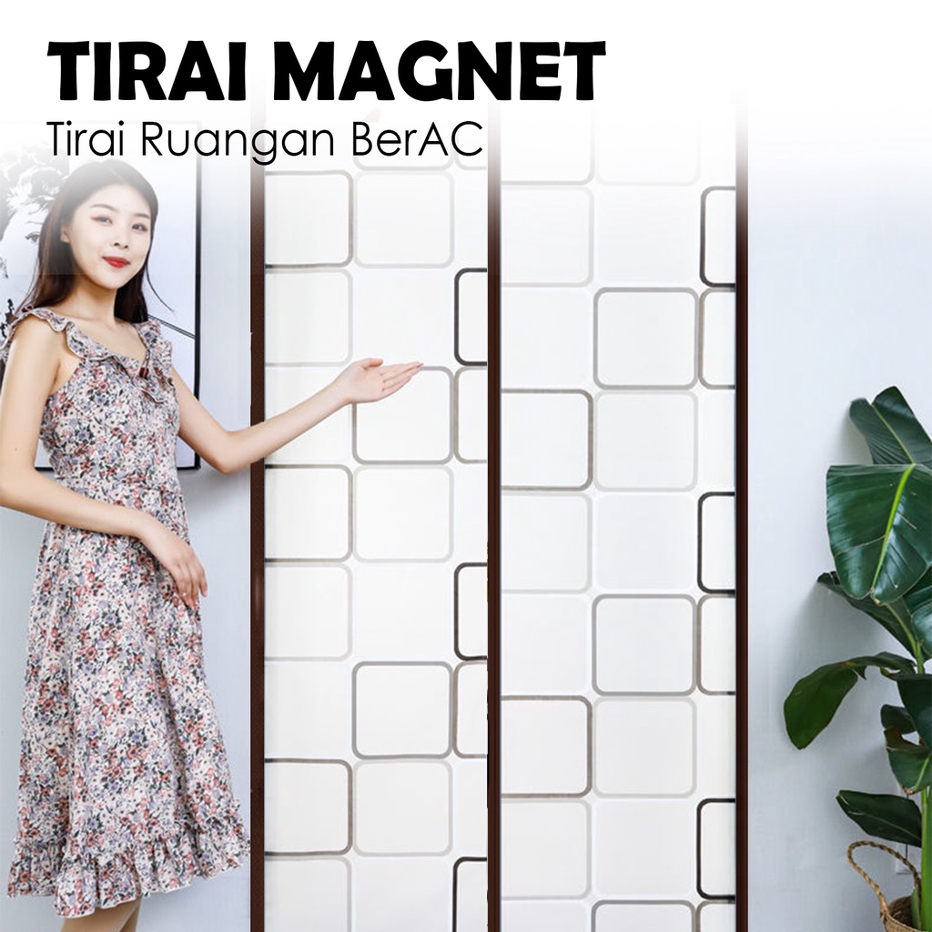 Tirai Magnet Pintu Ruang AC Anti Nyamuk Bahan PEVA Plastik Tebal Ukuran 90x210cm Motif Terbaru Perlengkapan Rumah Tangga Import Premium - M3 - Lucky Star