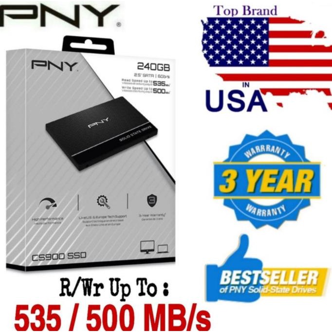 Ssd 240Gb Pny Cs900 Sata Iii 6Gb/S + Hdd Caddy