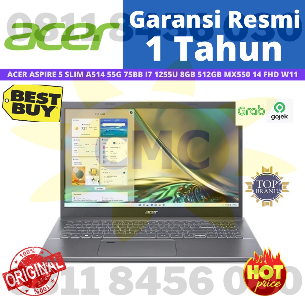 ACER ASPIRE 5 SLIM A514 55G 75BB I7 1255U 8GB 512GB MX550 14 FHD W11