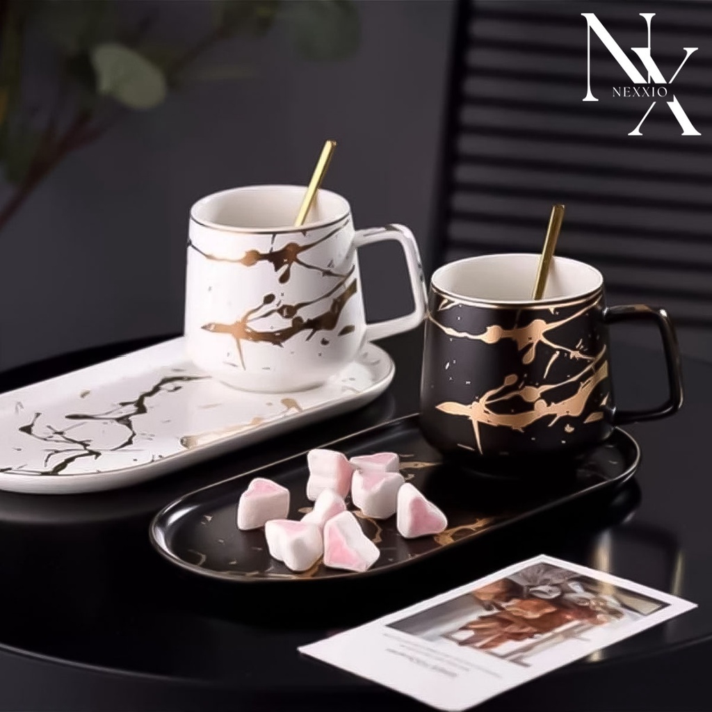 Nexxio Marble Glass Couple / Canada Marble Mug Gift Box / Gelas Marble Peralatan Minum Hampers Souvenir/ Hampers Natal/Gift Natal Premium/Kado Natal
