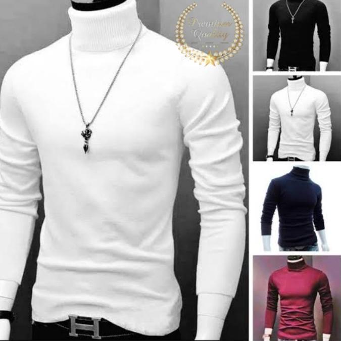 (Terbaik) KAOS KERAH TINGGI TURTLENECK PRIA DEWASA LENGAN PANJANG / KAOS PRIA LENGAN PANJANG / BAJU 
