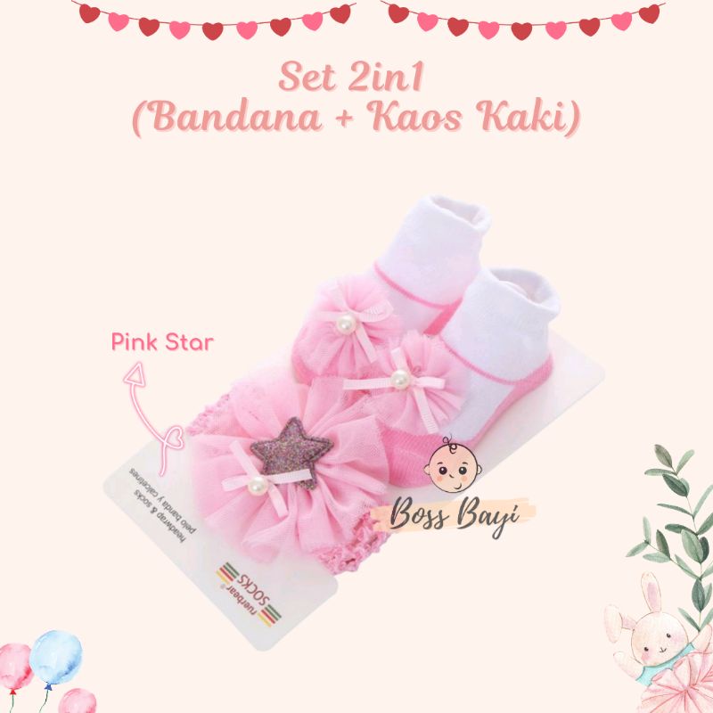 BOSS BAYI - Set 2in1 Bandana Kaos Kaki Bayi