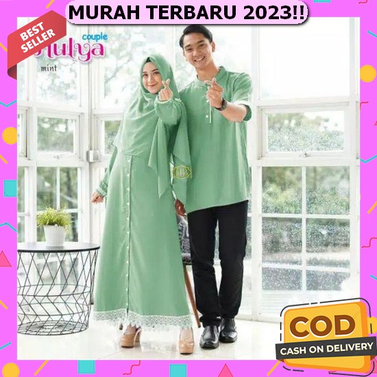 Baju Couple Pasangan Suami Istri Terbaru Gamis Couple Pasangan Set Lebaran Remaja Jumbo 2023 Muslim 