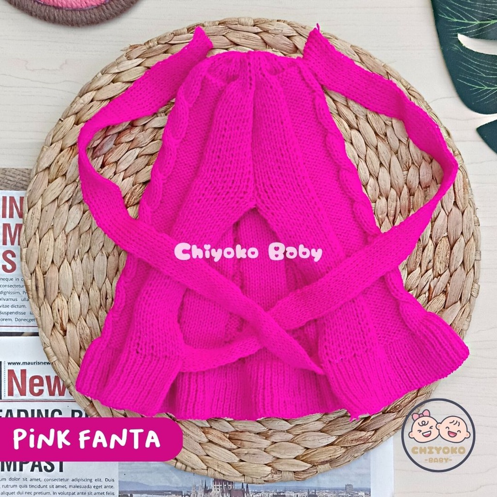 Topi Kupluk Bayi Bonet Bonnet Ruffle hat baby girl perempuan Rajut / Topi Rajut Bonnet Baby Girl Premium Chiyoko Baby