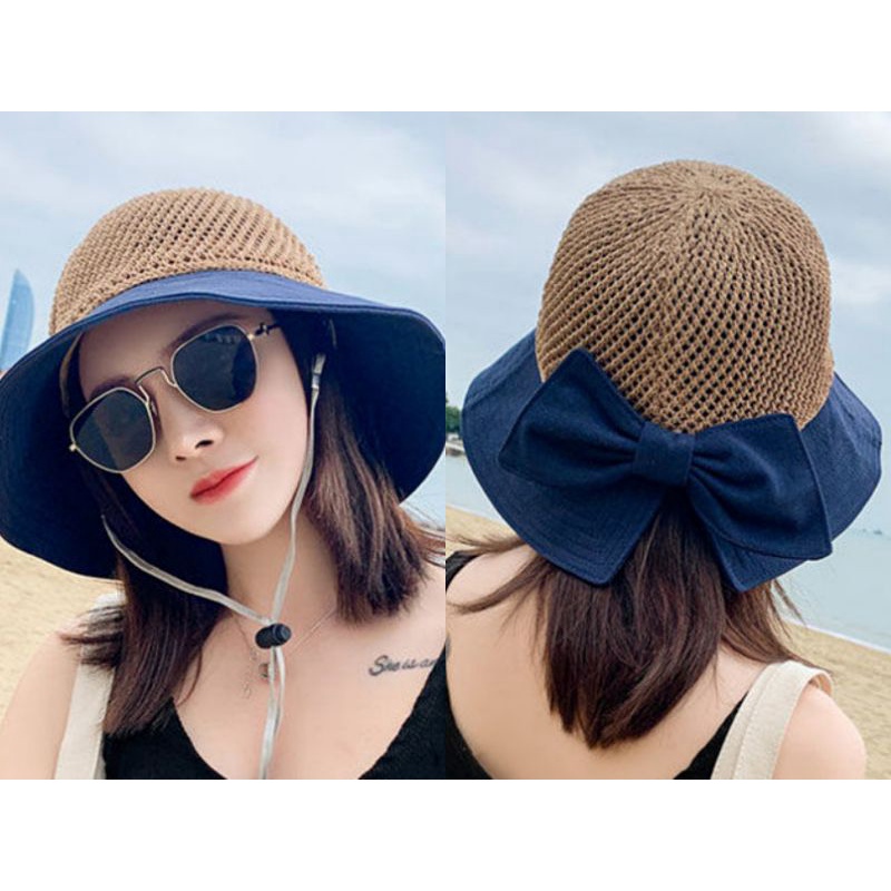 Topi pantai matahari rajut wanita premium model korea terbaru