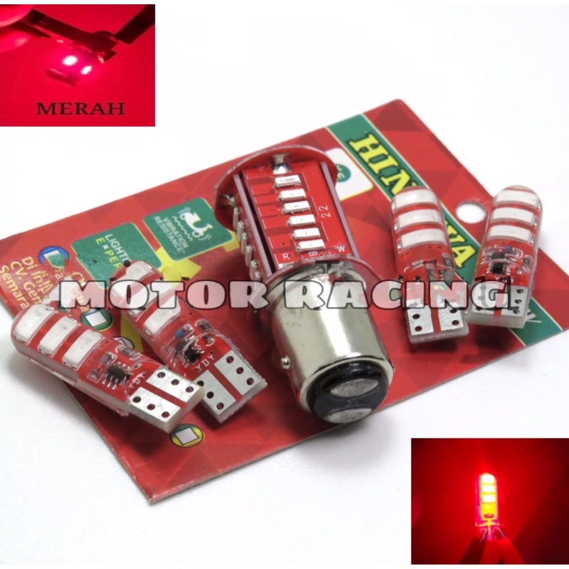 PAKET COMBO LAMPU STOP REM LED MOTOR 30 MATA + 4 PCS SEIN SEN JELLY KEDIP FLASH T10 UNIVERSAL LAMPU SENJA VARIO