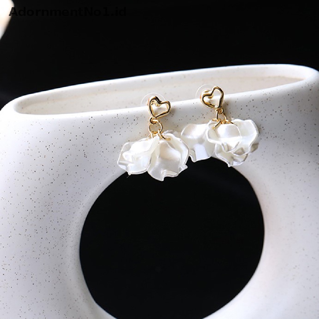 [AdornmentNo1] Anting Drop Kelopak Bunga Shell Akrilik Korea Untuk Wanita Elegan Metal Hollow [ID]