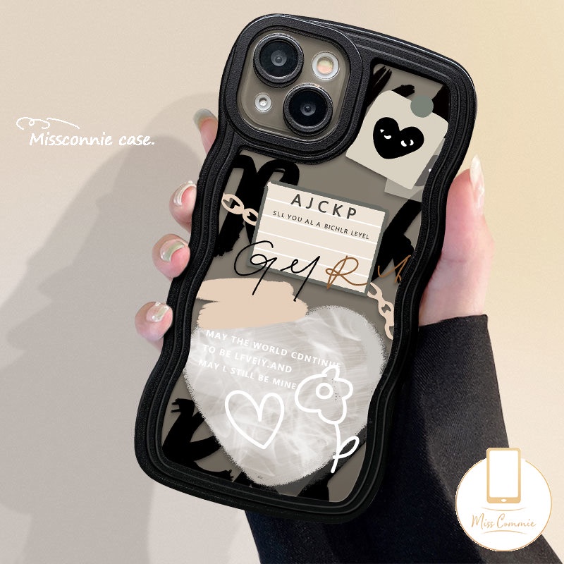 Casing Redmi 10C 9T 12C 10 9A 9C 9a1 10A A1+Redmi Note10 11 9 8 10s 9s 11s 10 Pro Max POCO M3 X3 NFC Pro Mi 11T Pro Ins Graffiti Love Heart Comme des Garcons Wavy Casing Edge