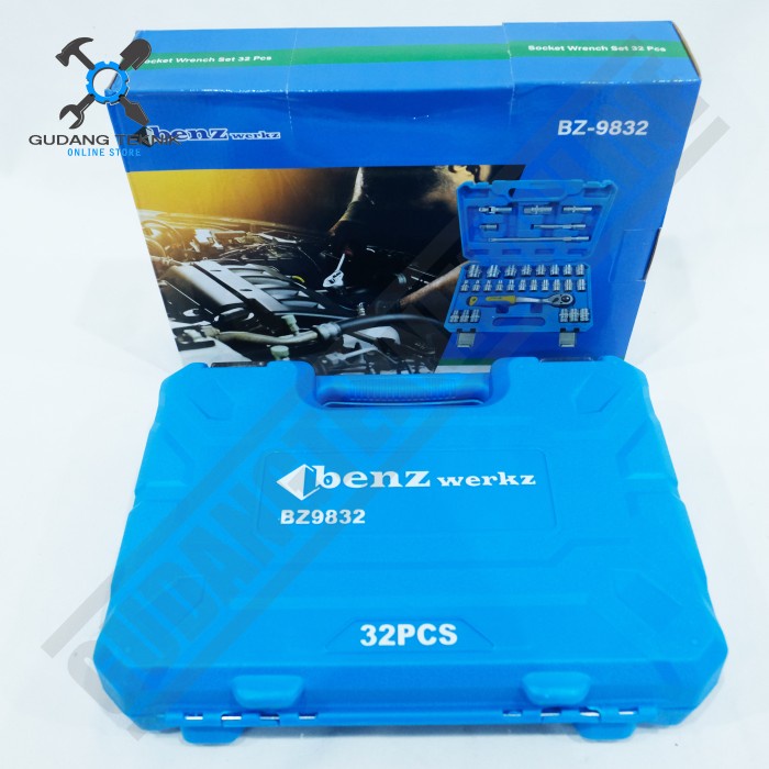 Kunci Shock 1/2&quot; 1 Set isi 32 Pcs BZ9832 BENZ WERKZ / Socket Wrench 1/2 Inch 32Pcs Kunci Sok BZ 9832 BENZ