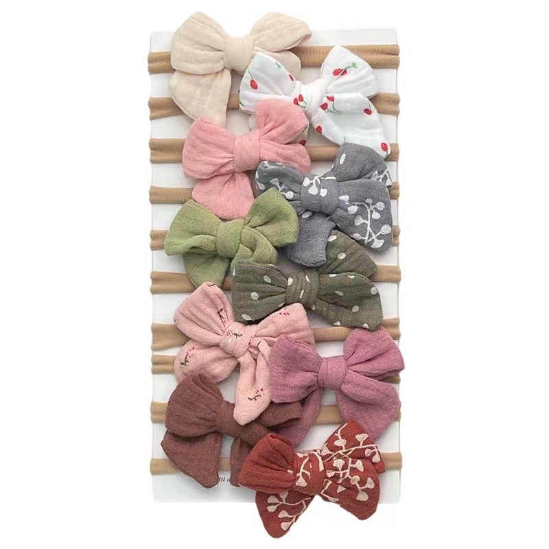 SOFT NON-TRACE PREMIUM BABY TODDLER SMALL BOW RIBBON CUTE HEADBAND HAIRBAND BENDO BANDO BANDANA PITA ANAK BALITA BAYI COTTON NYLON LINEN LACE EMBROIDERY AKSESORIS KARET RAMBUT WARNA SOLID POLOS PASTEL LEMBUT KOREA KOREAN STYLE