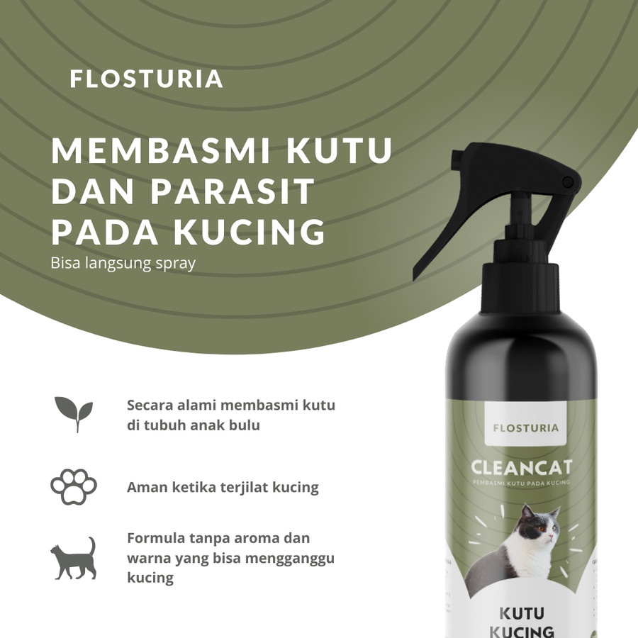 Flosturia SPRAY Cleancat Semprotan Obat Kucing Anti Scabies Kutu 250ml - Ampuh Aman Untuk Kitten &amp; Sedang Hamil