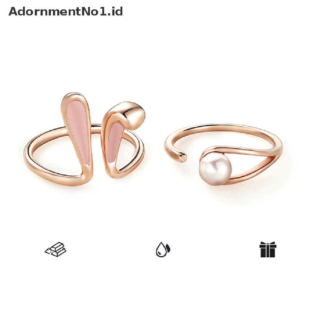 [AdornmentNo1] Vintage Lucu Kelinci Hewan Cincin Pria Terbuka Adjustable Logam Punk Fashion Bentuk Telinga Kelinci Zirkon Rings Untuk Wanita2022 Perhiasan Kecil Dan Sederhana Cincin Kelinci Putih Dengan A