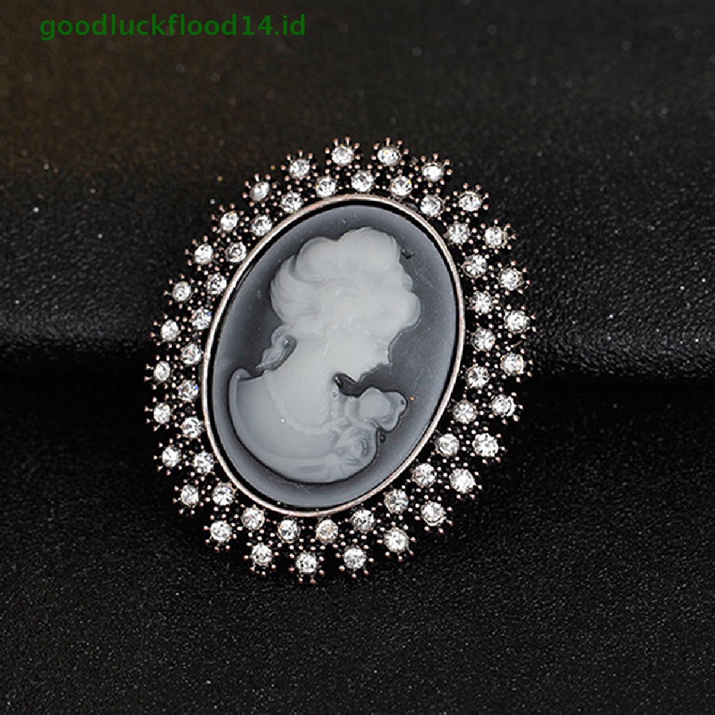 [GOOGFOUR] Vintage Cameo Victoria Gaya Kristal Pesta Pernikahan Wanita Liontin Bros Pin [TOP]