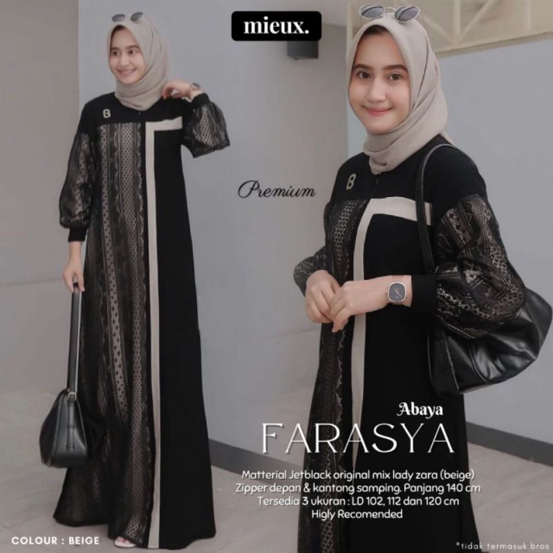 Farasya Gamis Abaya Dres Busui Ori Mieux Mat Jetblack Ori