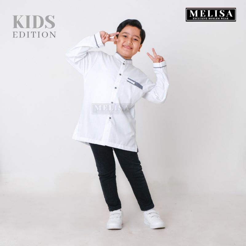 Baju Koko Anak Lengan Panjang Katun Toyobo Warna Putih Baju Muslim Anak Laki-laki Tanggung