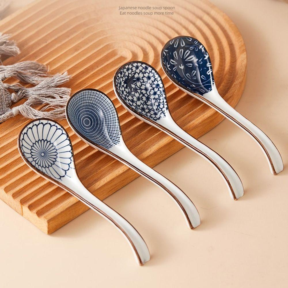 [Elegan] Sendok Sup Aduk Makan Bayi Gaya Jepang Mixing Ceramic Cutlery