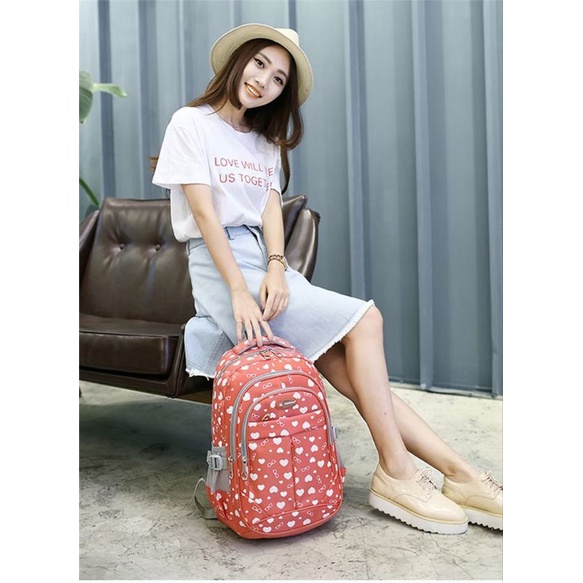 Tas Ransel sekolah Anak Motif Love Backpack Sekolah anak Perempuan SD SMP