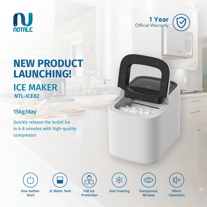 Jual Notale Ice Maker Mesin Pembuat ES Batu Rumah Cafe Kantor 15kg per Hari Limited