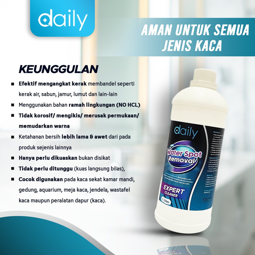 Daily Water Spot Removal Pembersih Kaca Pembersih Kerak Jamur Kaca Pembersih Cermin Ampuh Hilangkan Noda Pada Kaca