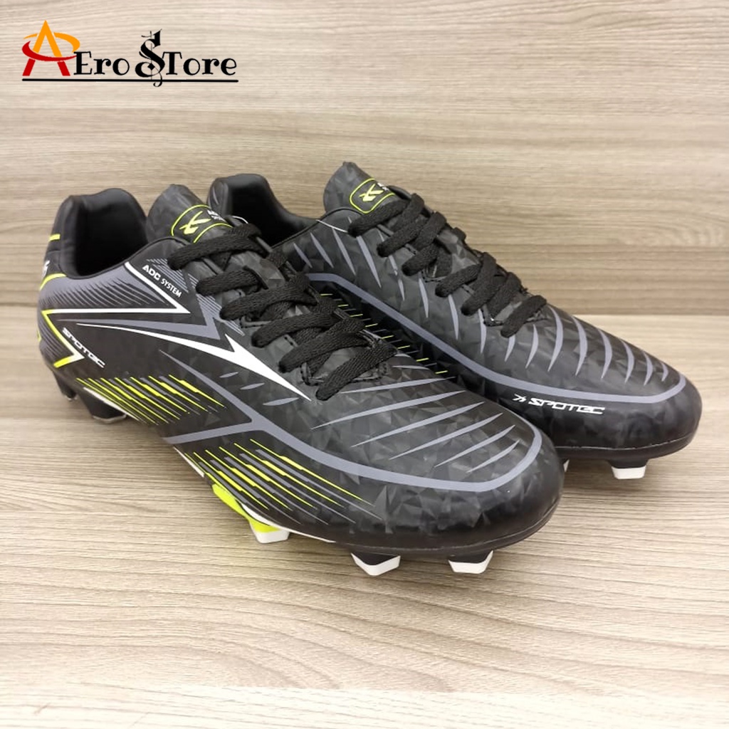 SPOTEC Sepatu SEPAKBOLA CENTURIONS SOCCER Hitam-Hijau Cerah