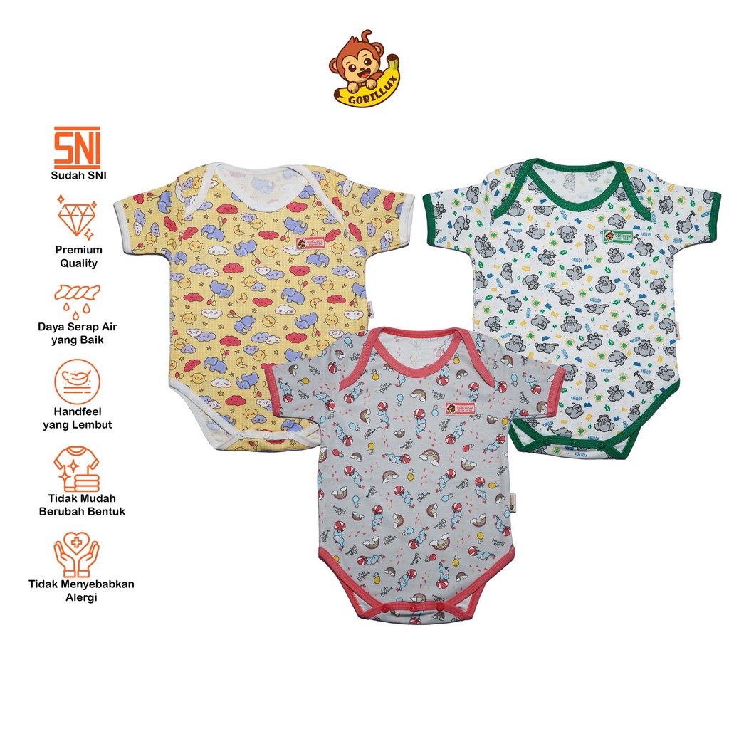 GORILLUX 3 Pcs Jumper Bayi Seri Green (3-12 Bulan)