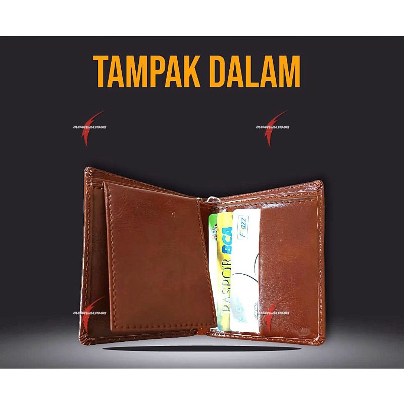 Dompet Pria Lipat Bahan Kulit PU Model Tegak Kualitas Premium Free Box