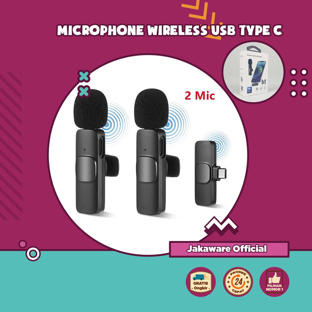 MIKROFON WIRELESS LAVALIER PORTABLE MICROPHONE USB TYPE C VLOG VLOGER YOUTUBER MICROFON MIKROPON MIC