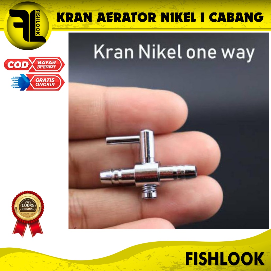 Kran Keran 1 Cabang Nikel Stainless Pembagi Udara Aerator Aquarium