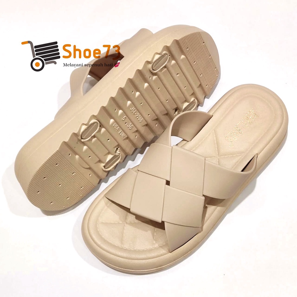 BARA BARA JSL 2208 V-1 SIZE 36-40 ORIGINAL l Sandal Selop silang jelly wanita l Sendal kokop cewek impor