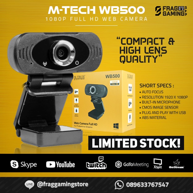 Webcam M-Tech / Mtech Wb500 / Wb-500 / Wb500 1080P Full Hd Webcam