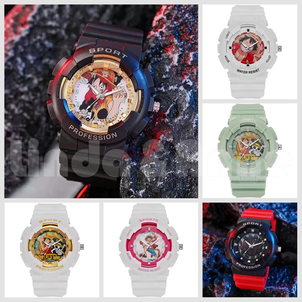 Jam Tangan Sport Rubber Pria Analog Quartz One Piece Fashion Kidz- Jam Tangan Sport Dial Karakter