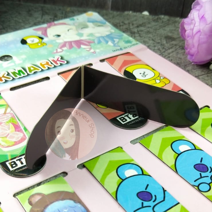 Magnet Bookmark Pembatas Buku Magnet Magnetic Bookmarker BTS BT21 Accesories Kpop Korea Lucu Imut Cute Kiyowo Tata Mang Chimmy RJ Koya Cooky Shooky Van