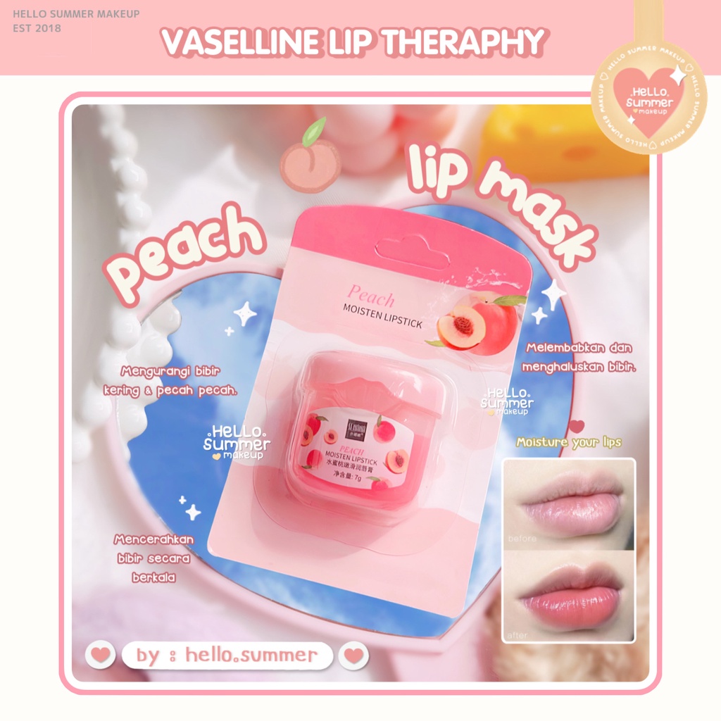 Vaseline Peach 3in1 Lip Balm Lip Theraphy Lip Mask Pelembab Bibir