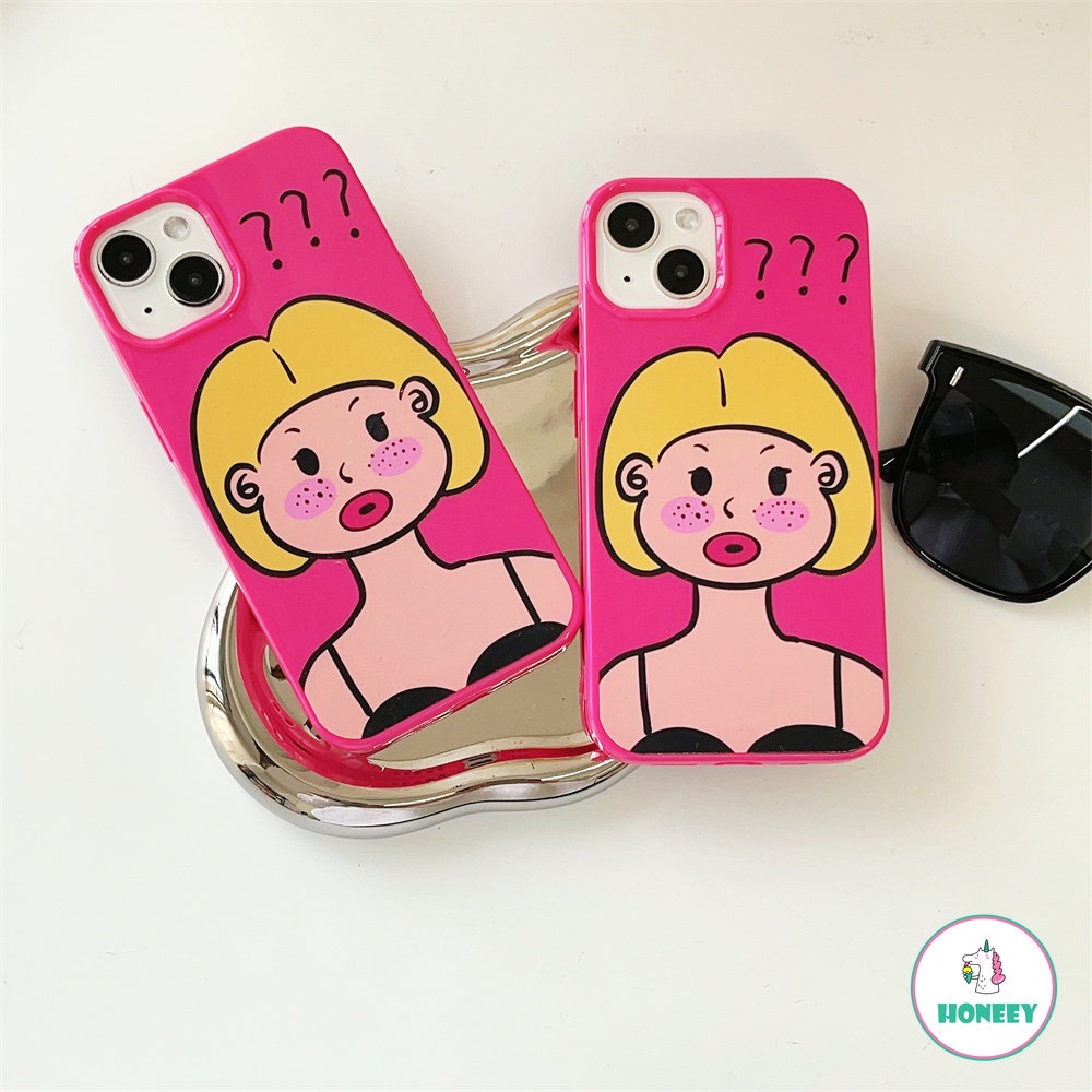 Soft Case TPU Glossy Anti Pecah Motif Graffiti Wanita Emoji Untuk IPhone 14 13 12 11 Pro Max X Xs XR 7 8 Plus