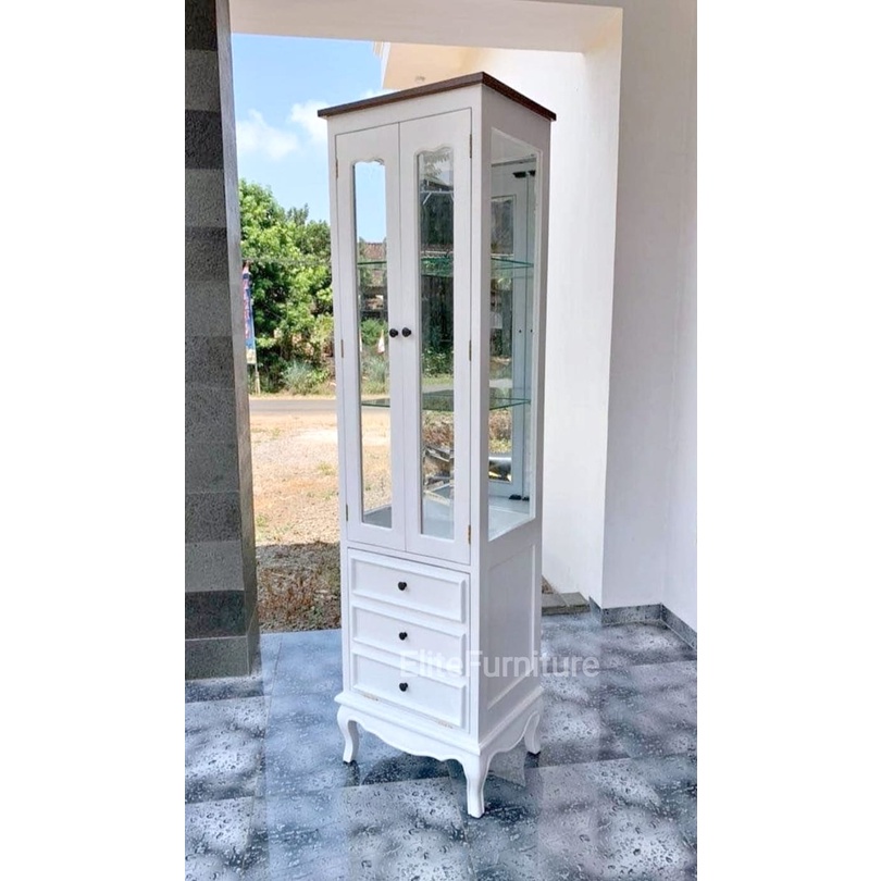 Lemari Kaca 2Pintu Putih , Lemari Buku 1Pintu Putih , Kabinet Serbaguna 1Pintu , Lemari Kaca Lampu ,