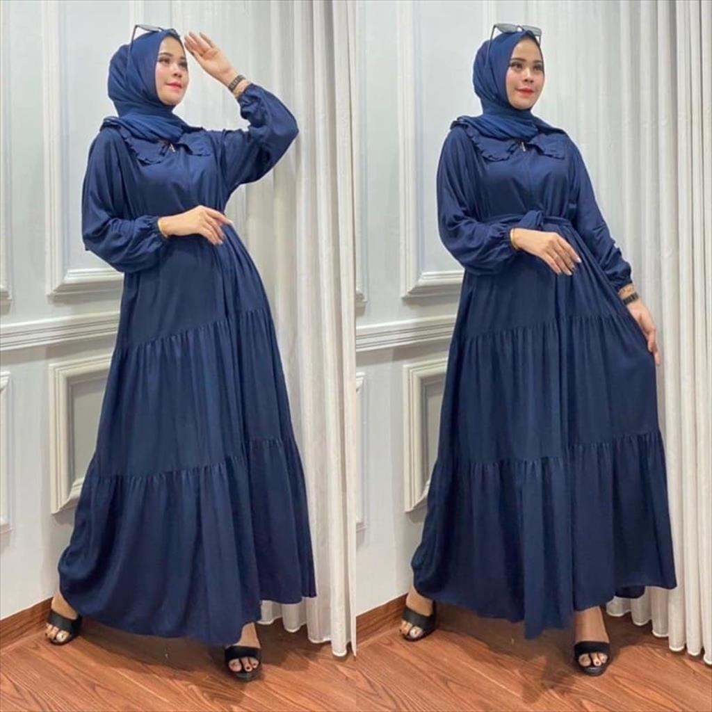 MJS 946 - Maxy Dress Amora Gamis Pakaian Atasan Wanita Baju Kekinian Retsleting Depan Busui Bumil Friendly