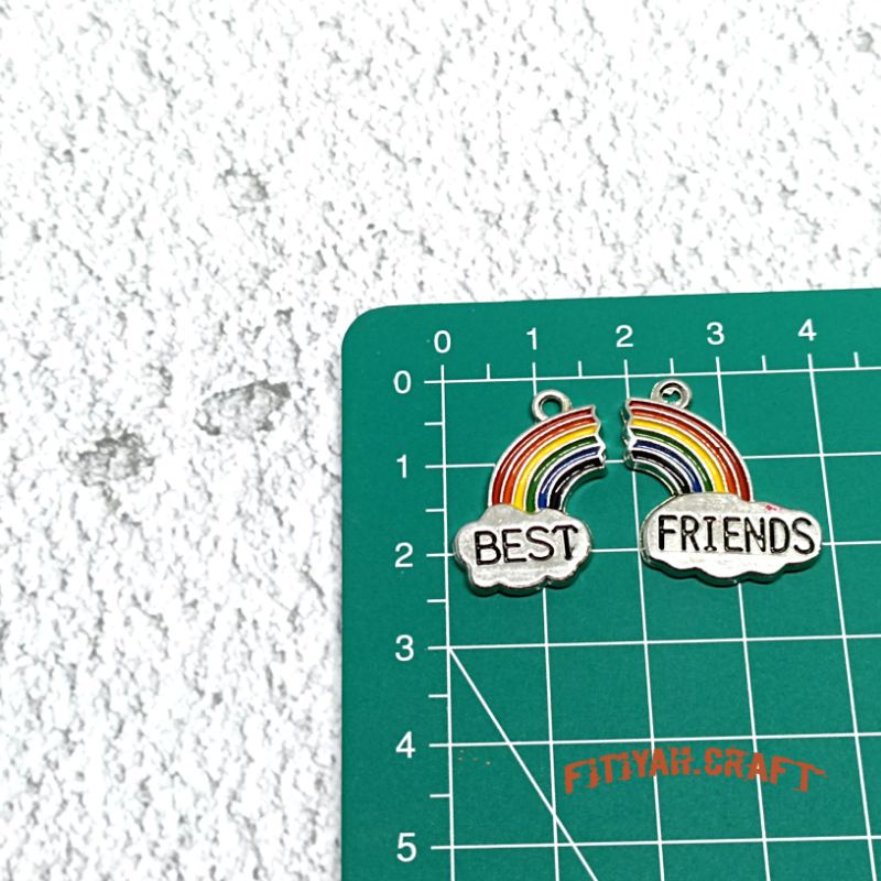 Sepasang DIY Aksesoris Rainbow Benst Friends Manik Charm DIY Pelangi Best Friend