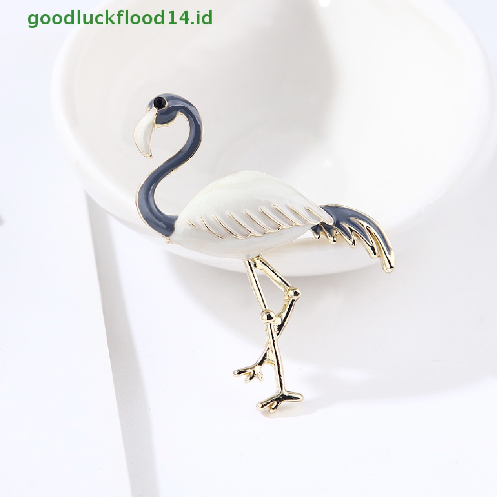 [GOOGFOUR] Desain Baru Enamel Flamingo Burung Bros Hewan Pin Korsase Perhiasan Elegan [TOP]