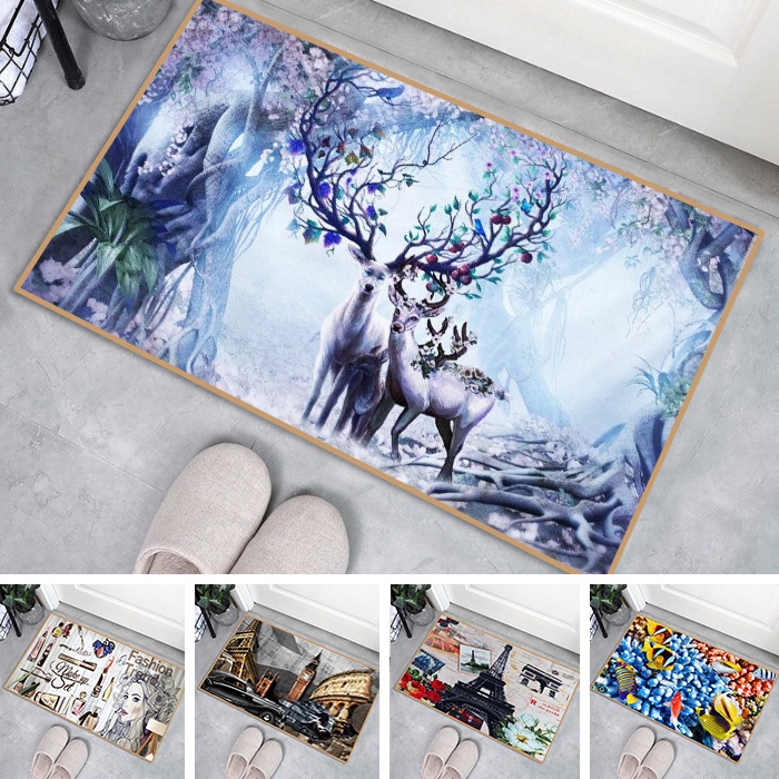 Keset Lantai Kaki Motif Karakter Anti Slip Bahan Fleece Semi Fanel Tebal Ukuran 40x60cm Peralatan Rumah Tangga Ruang Tamu Kamar Tidur Dapur - DD-2 - Comfort Homes