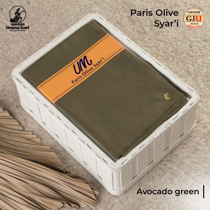 S18 Hijab Umama Scarf kerudung PARIS OLIVE SYARI LC jilbab 130 X 130 - AVOCADO GREEN