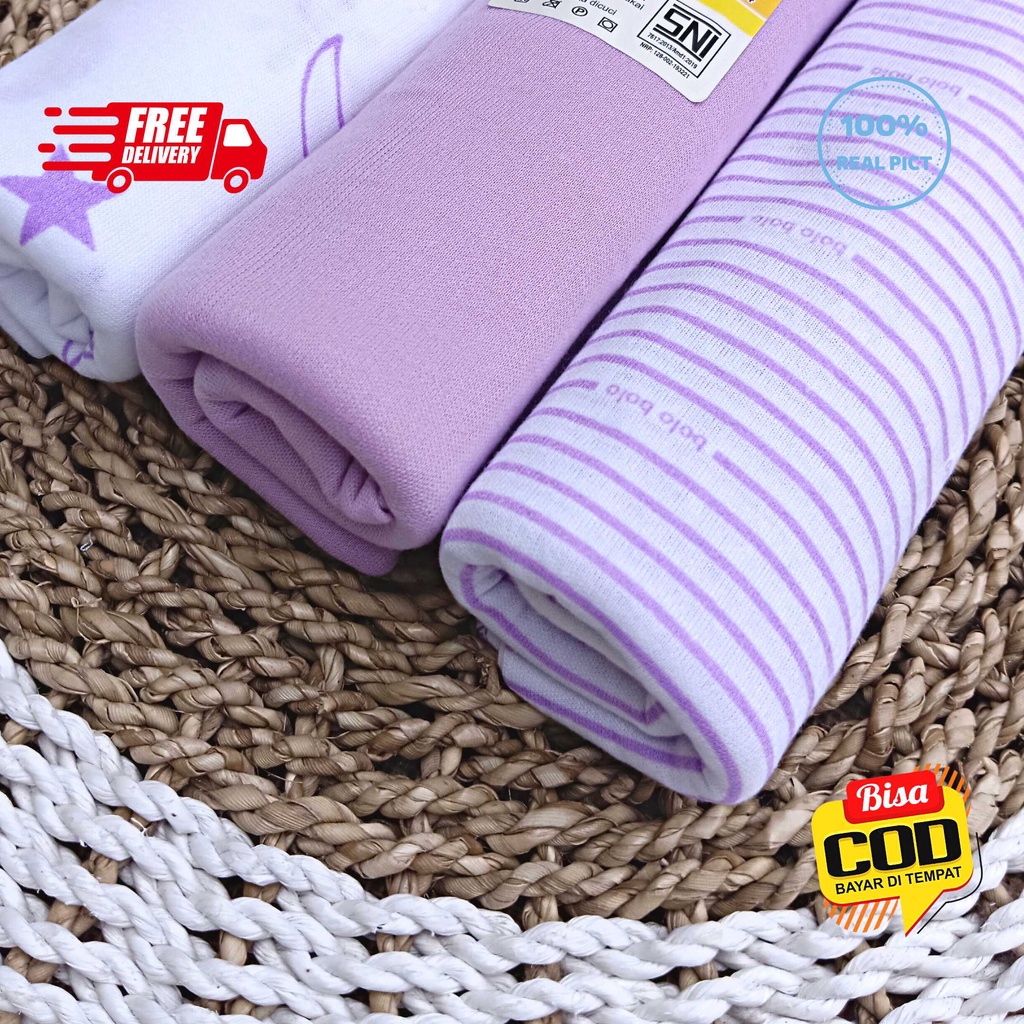 SALE 7.7 - 3 PCS Bedong Bayi Lilac Pernel Bayi ukuran 90x110cm Bolo-Bolo Serian LILAC