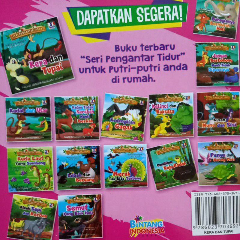 Buku Dongeng Cerita Anak Kera Dan Tupai Seri Pengantar Tidur