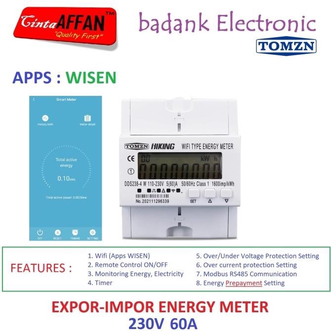 WIFI Energy kWh Meter MODBUS - Expor Impor Exim Nett Metering PLTS