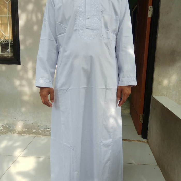 Gamis Pria Dewasa Jubah Putih Bordir Gamis Putih Pria Dewasa Jubah Ihram Haji Dan Umroh Putih M U8O0