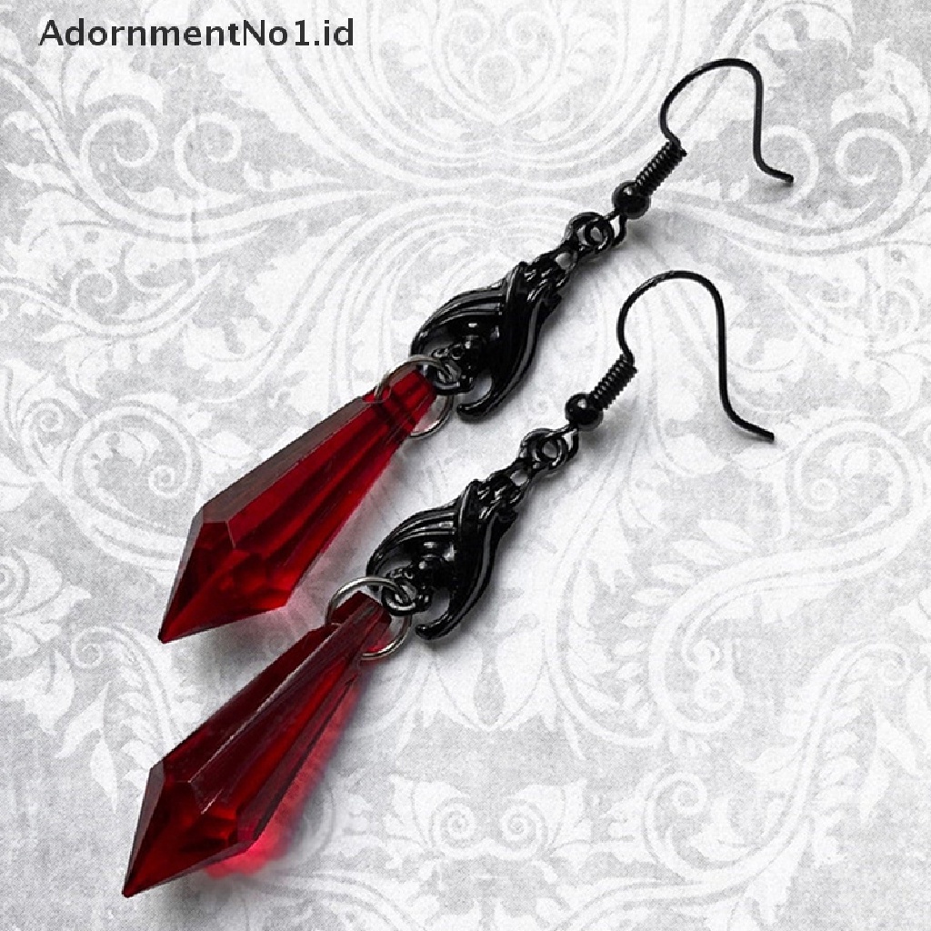 [AdornmentNo1] Anting Kelelawar Hitam Dengan Manik-Manik Teardrop Merah, Anting, Perhiasan Gotik, Perhiasan Alternatif, Hadiah Gotik Untuknya, Kekasih Kelelawar, Halloween [ID]